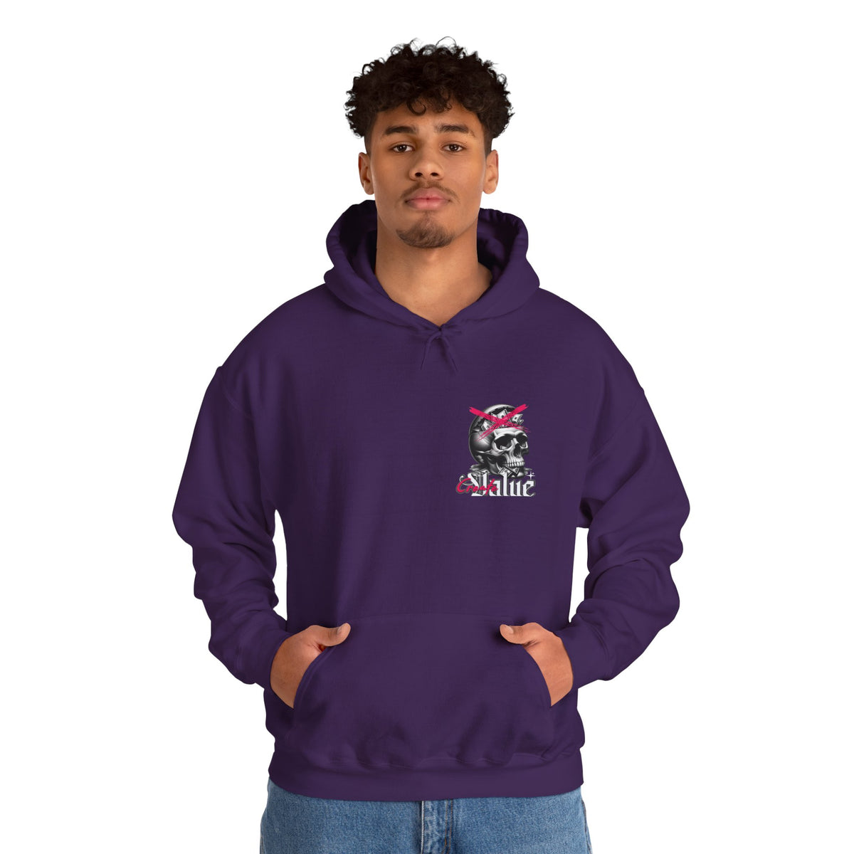 Money Cannot Buy Skull Hoodie, Unisex Heavy Blend Sweatshirt, Skate Style Apparel, Gothic Fashion, Casual Layering Top, Halloween Gift