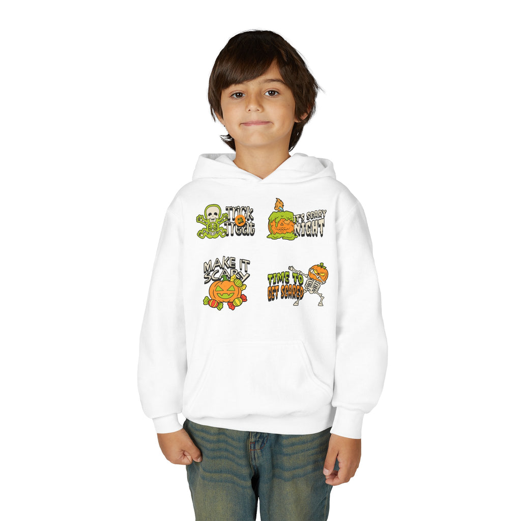 Youth Halloween Pumpkin Hoodie – Funny Spooky Character Graphic Sweatshirt