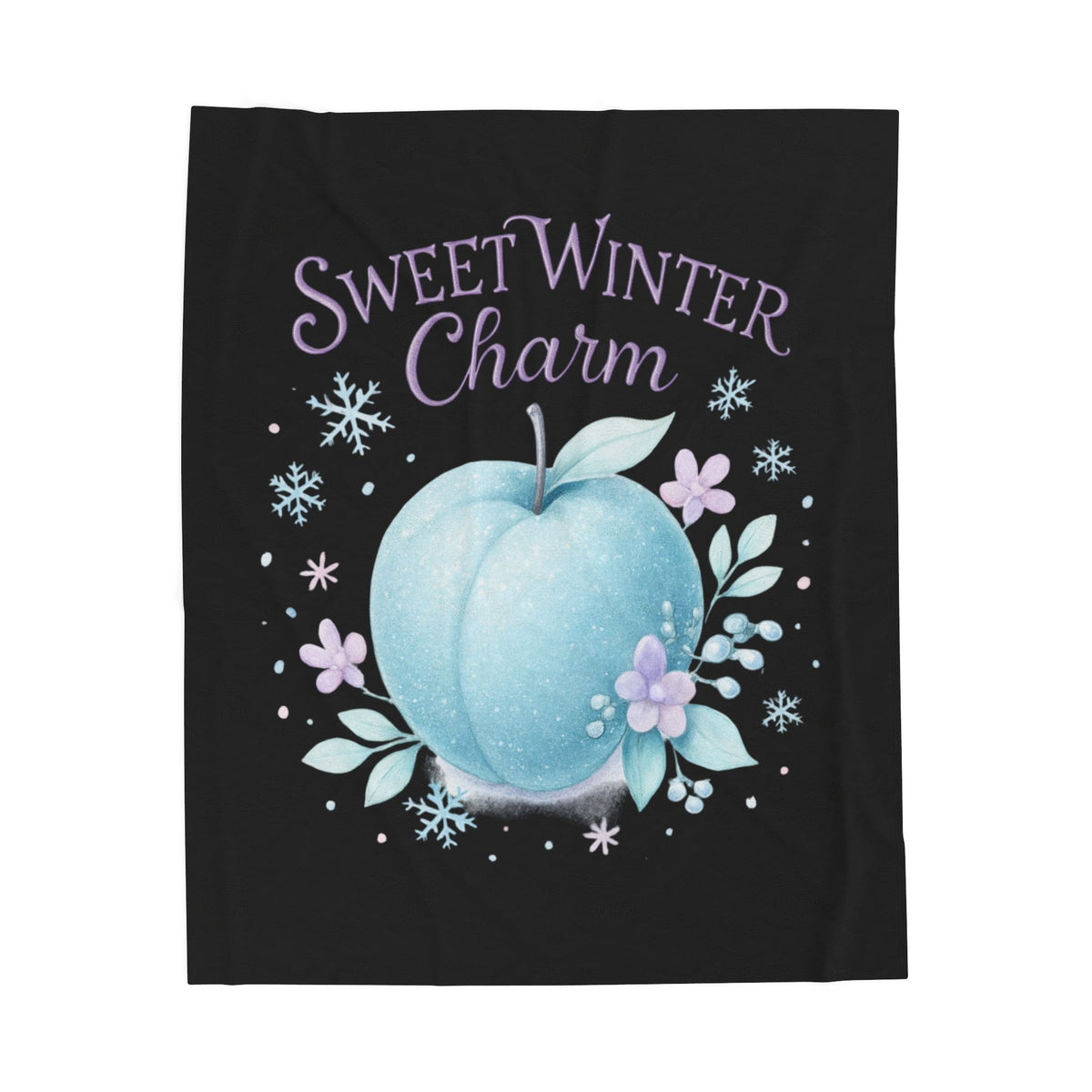 "Sweet Winter Charm" Blue Apple Cozy Velveteen Plush Throw