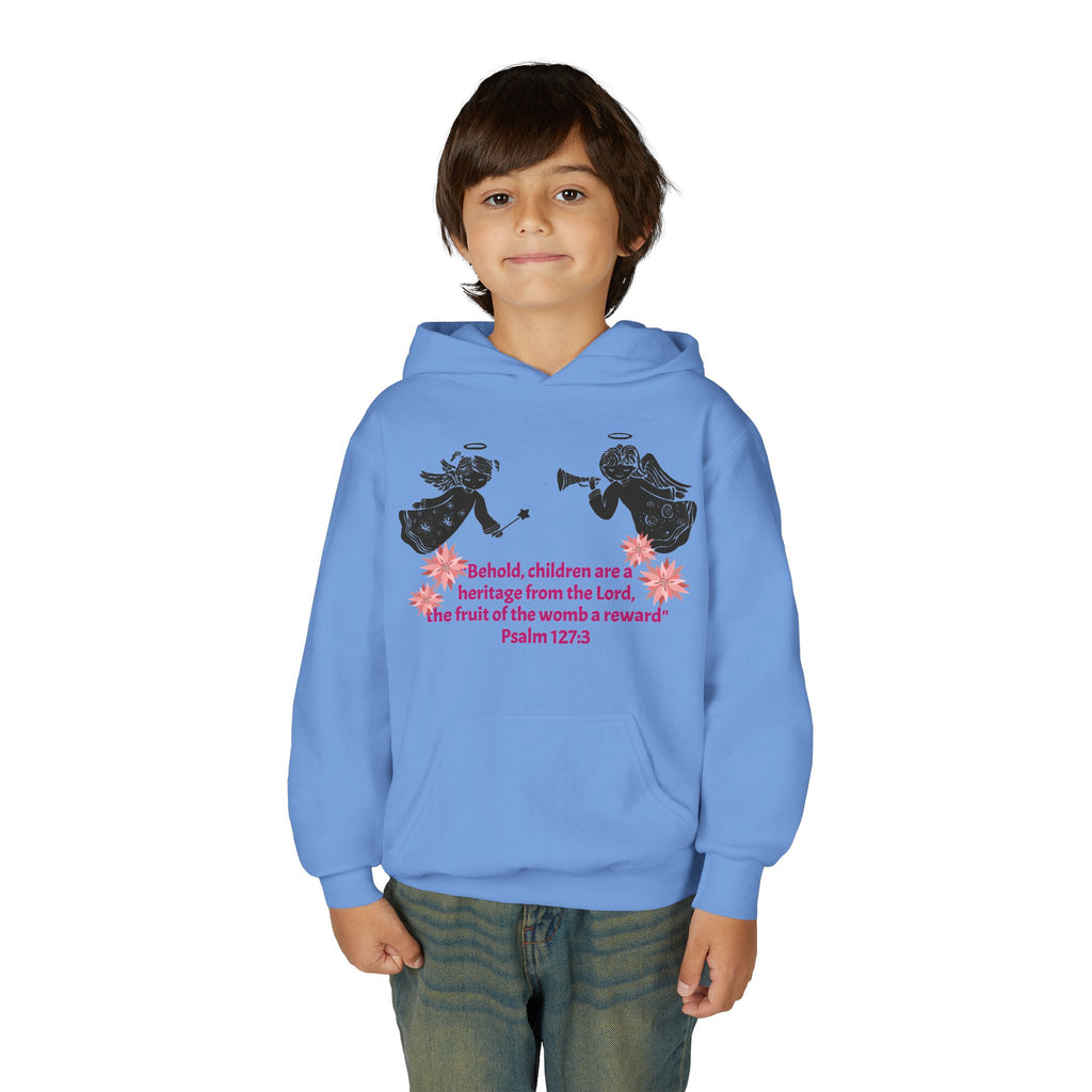 Youth Hoodie - "Behold, children are a heritage" Psalm 127:3 Christian Protected Pullover