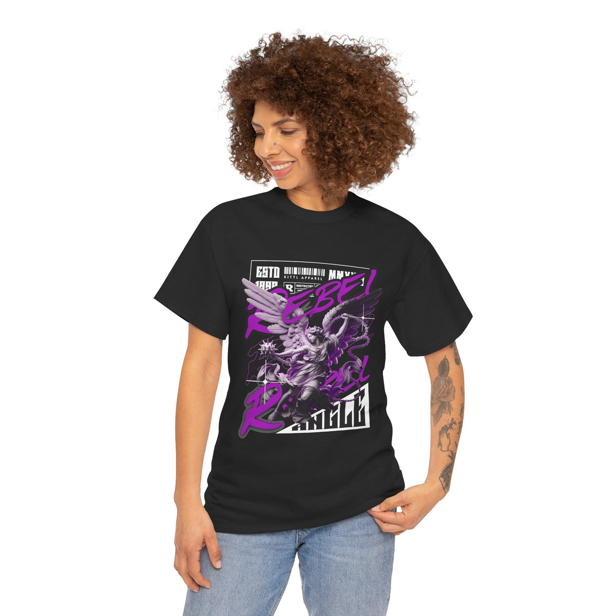Rebel Spirit Graphic Tee: Unisex Heavy Cotton T-Shirt, Trendy Casual Wear, Gift for Rebels, Music Festival Outfit, Streetwear Style