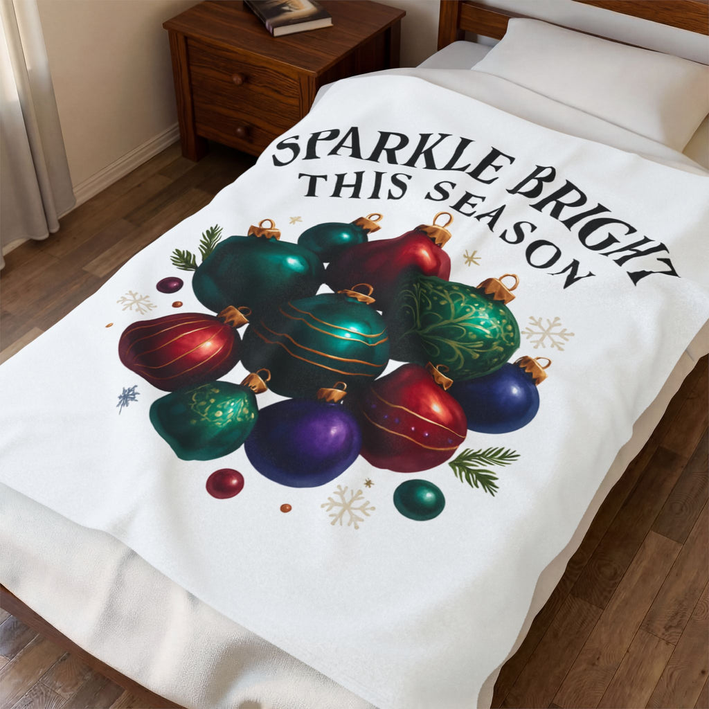 Sparkle Bright This Season Velveteen Plush Christmas Ornament Holiday Throw