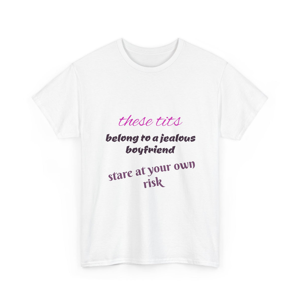 Graphic Tee — “These Tits Belong to a Jealous Boyfriend” Funny Statement Shirt