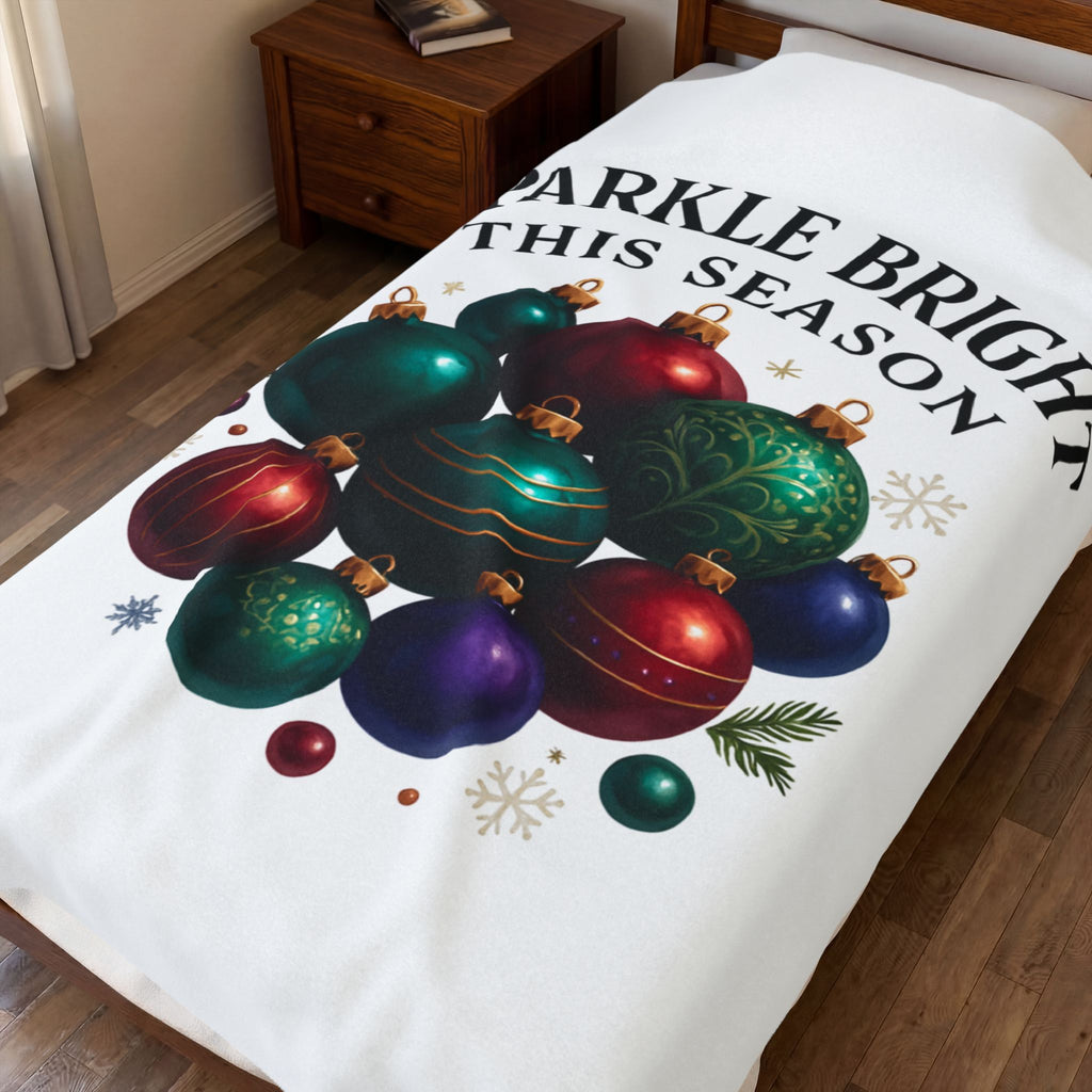 Sparkle Bright This Season Velveteen Plush Christmas Ornament Holiday Throw