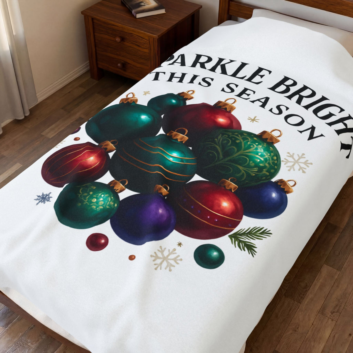 Sparkle Bright This Season Velveteen Plush Christmas Ornament Holiday Throw