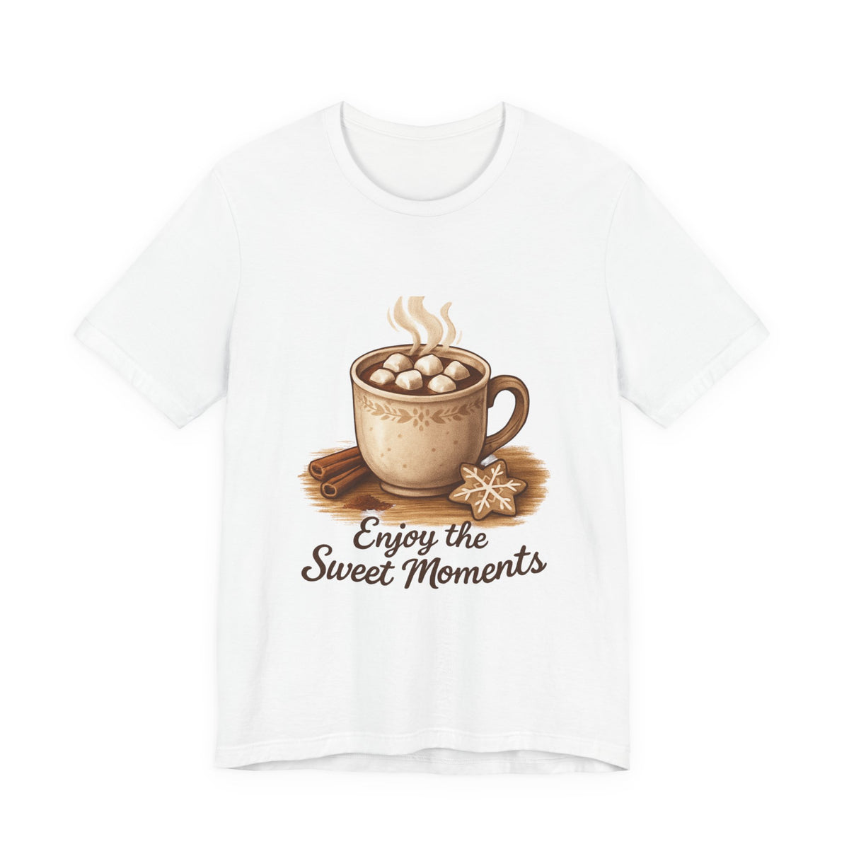 Coffee Tee — "Enjoy the Sweet Moments" Hot Cocoa Graphic Shirt