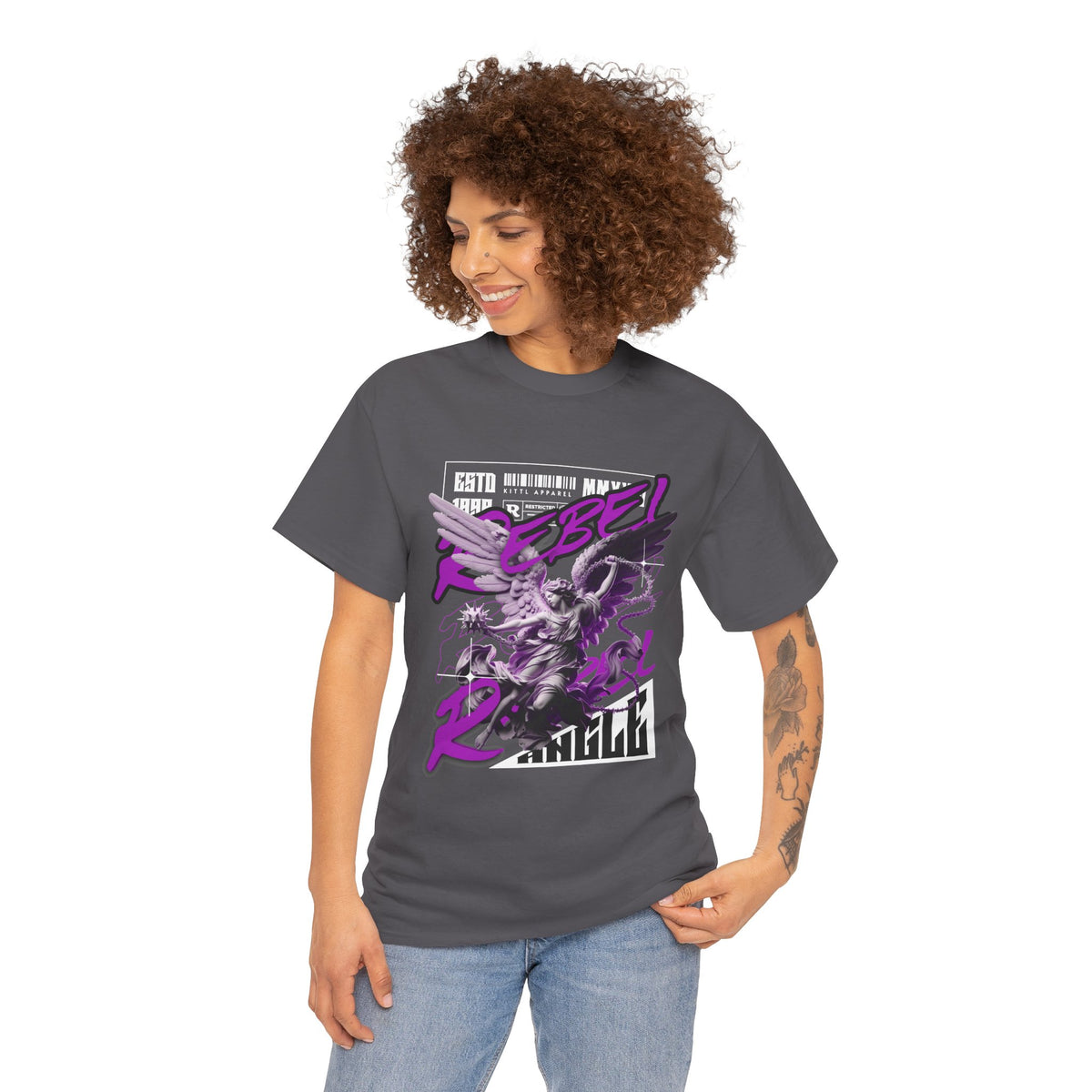 Rebel Spirit Graphic Tee: Unisex Heavy Cotton T-Shirt, Trendy Casual Wear, Gift for Rebels, Music Festival Outfit, Streetwear Style