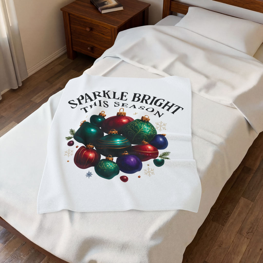 Sparkle Bright This Season Velveteen Plush Christmas Ornament Holiday Throw