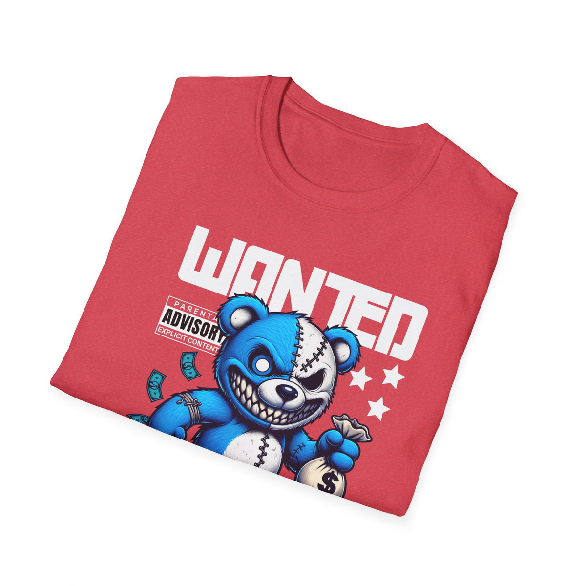 Wanted Dead or Alive Teddy T-Shirt — Edgy Blue Plush Graphic Tee