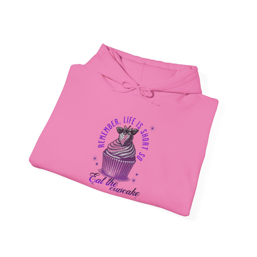 Eat Cupcake Hoodie — "Sometimes Life Is Sweet, Eat the Cupcake" Cute Cat Graphic Sweatshirt