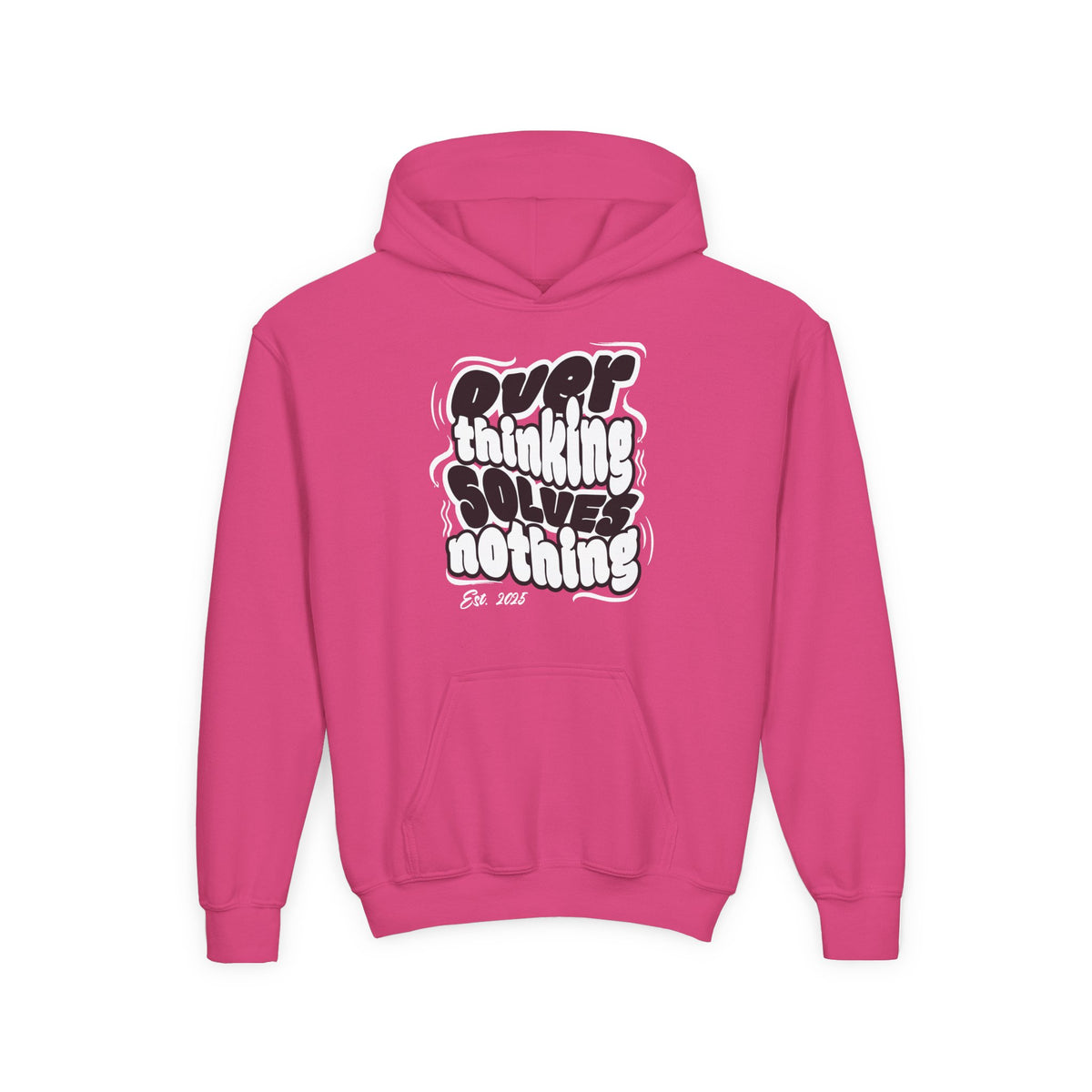 Overthinking Solves Nothing Retro Bubble Letter Pullover Hoodie