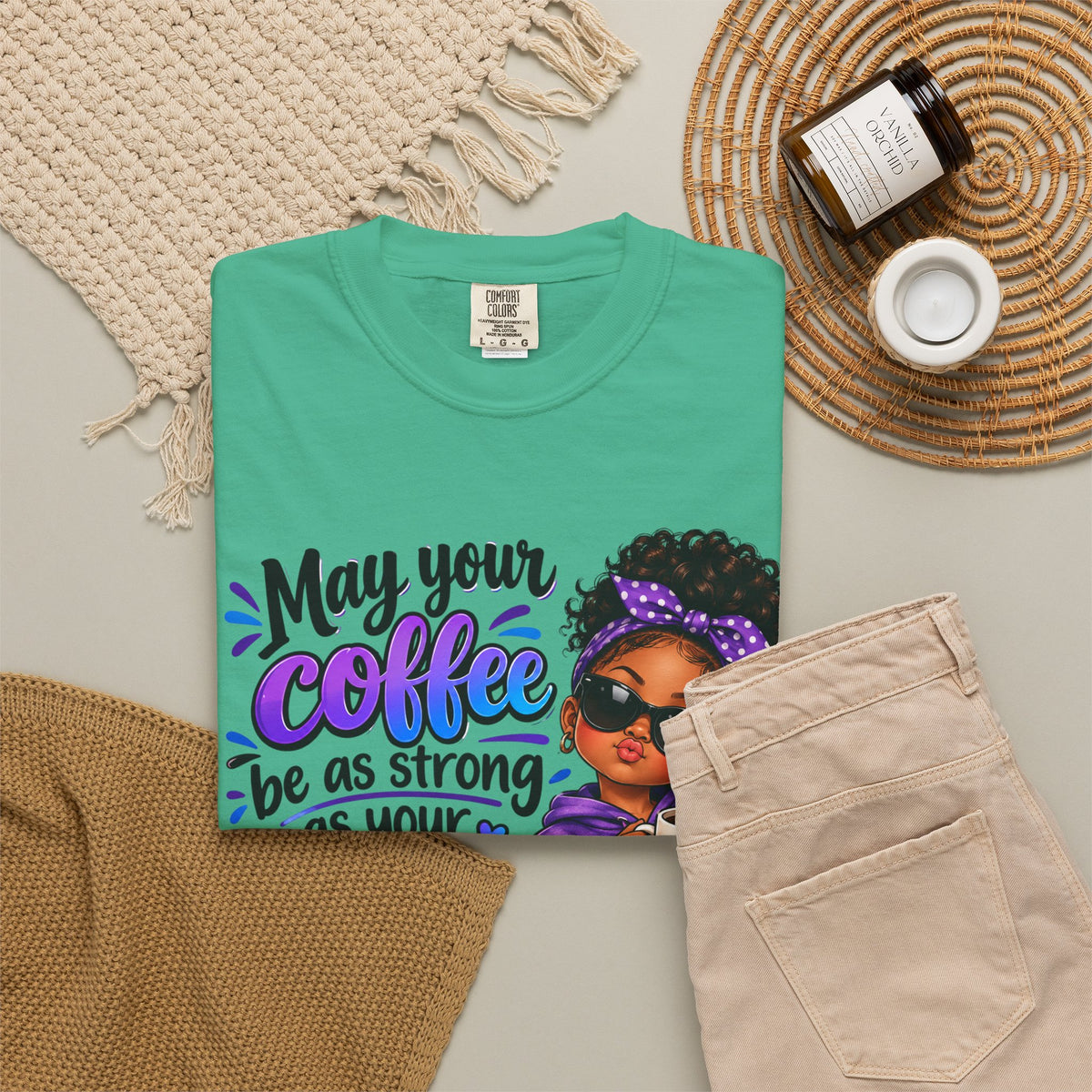 Coffee & Daughter Attitude T-Shirt — "May Your Coffee Be as Strong as Your Daughter's Attitude"