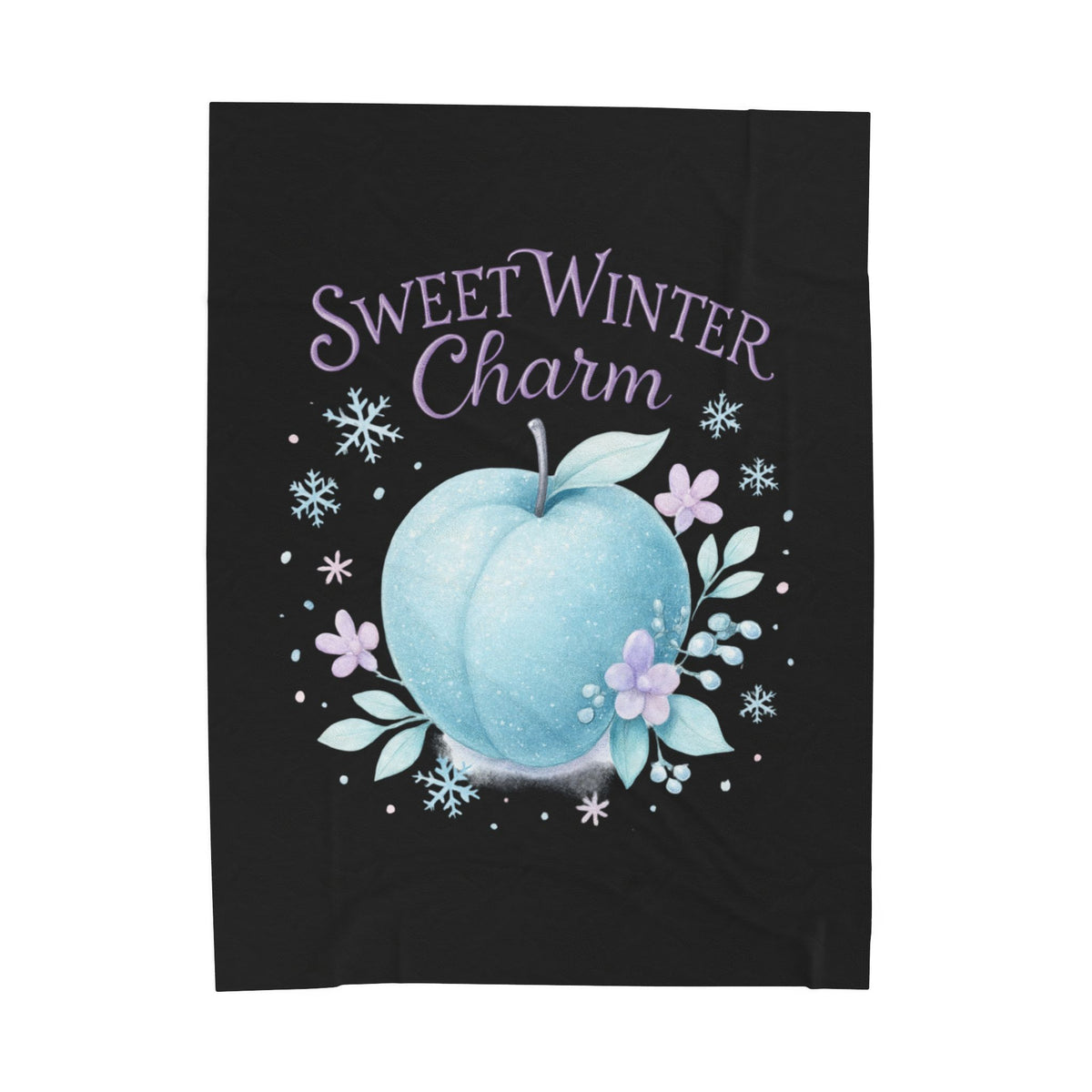 "Sweet Winter Charm" Blue Apple Cozy Velveteen Plush Throw